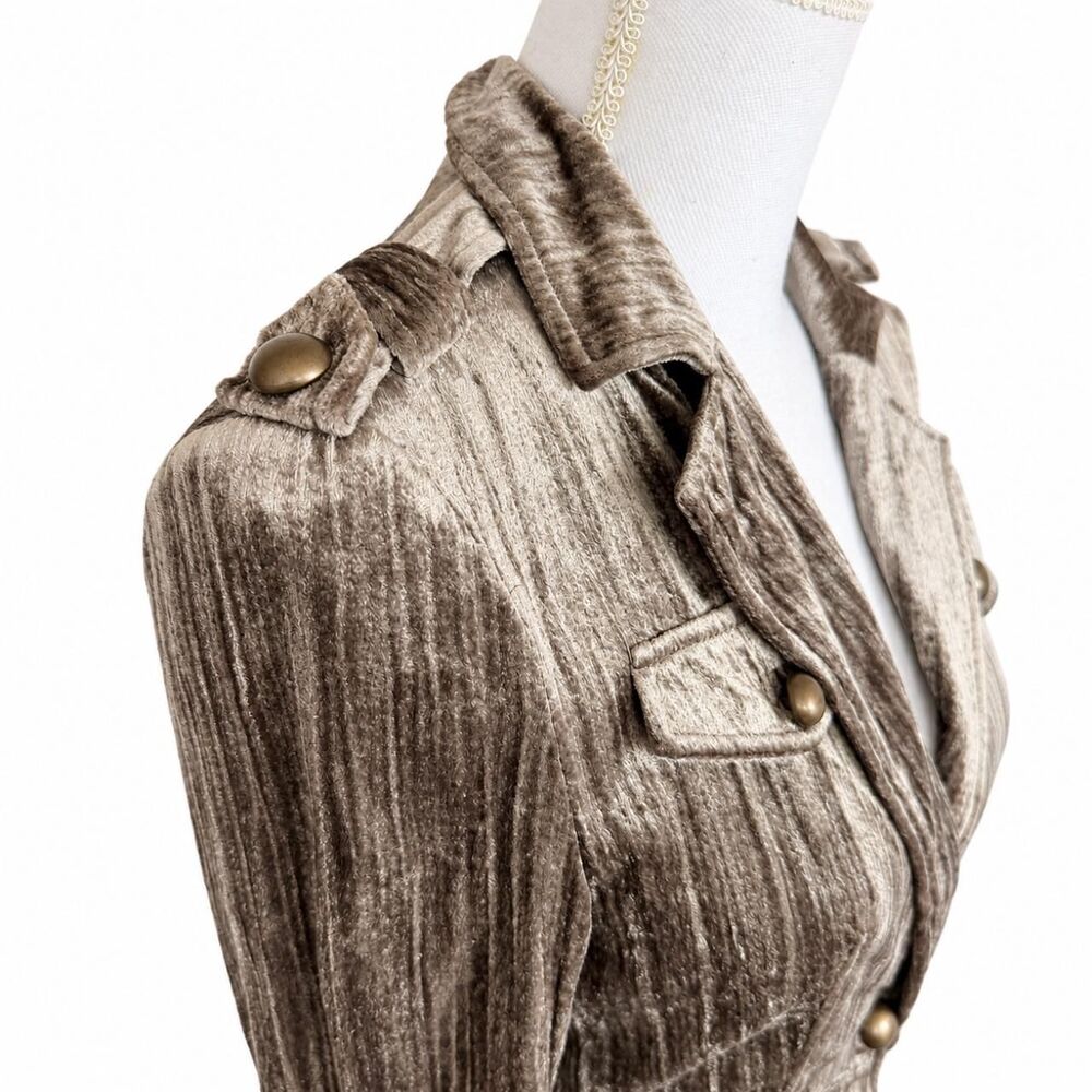 VTG Y2K True Meaning Sage Crushed Velvet Blazer Jacket XS - Picture 4 of 8